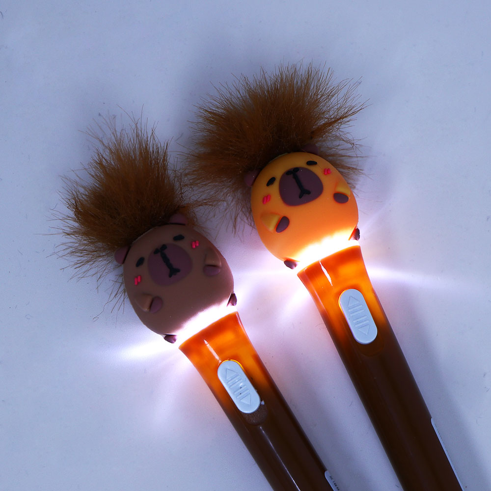 Ручка шариковая синяя с подсветкой и фигуркой "Капибара", 2 дизайна, шоу-бокс - #6