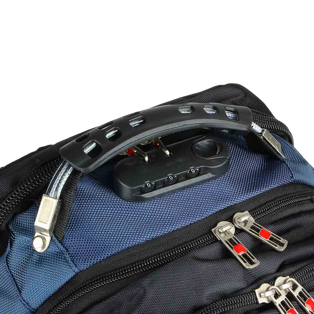 Рюкзак универсальный 50x31x21см, 2отд, 6карм., спинка из ЭВА, вых.USB/науш., код.замок, ПЭ,чер./син. - #8