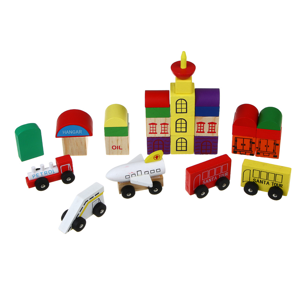 ИГРОЛЕНД Конструктор для малышей "Город деревянный", 28х16х3,5см, дерево, 4 дизайна - #8