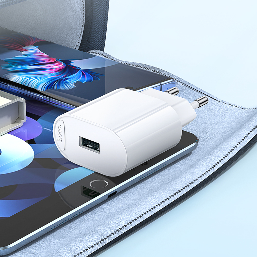 hoco. Зарядное устройство модель C109A, USB-A 10.5W, цвет: белый - #9