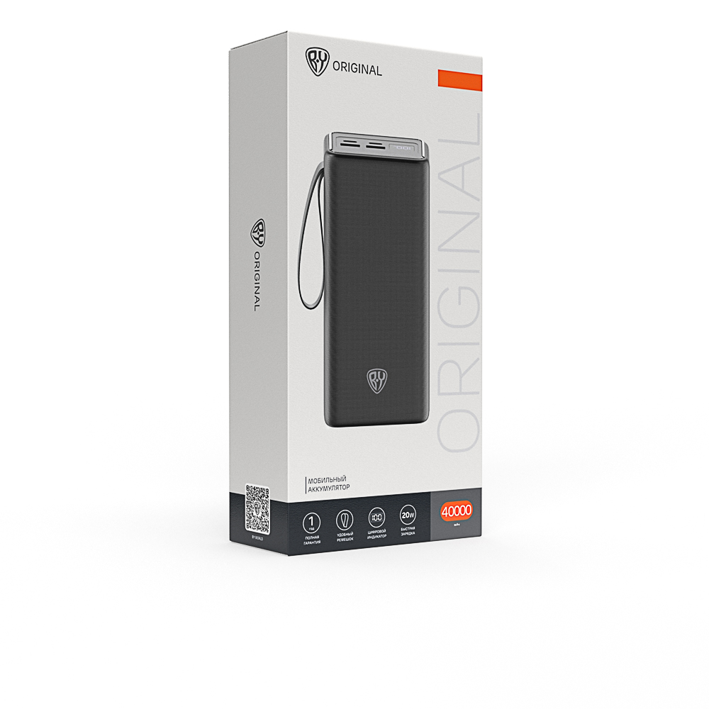 Аккумулятор мобильный BY 40000мАч, 2xUSB-A, 2xUSB-C, 20W, 3A, цифровой индикатор, пластик, чёрный - #2