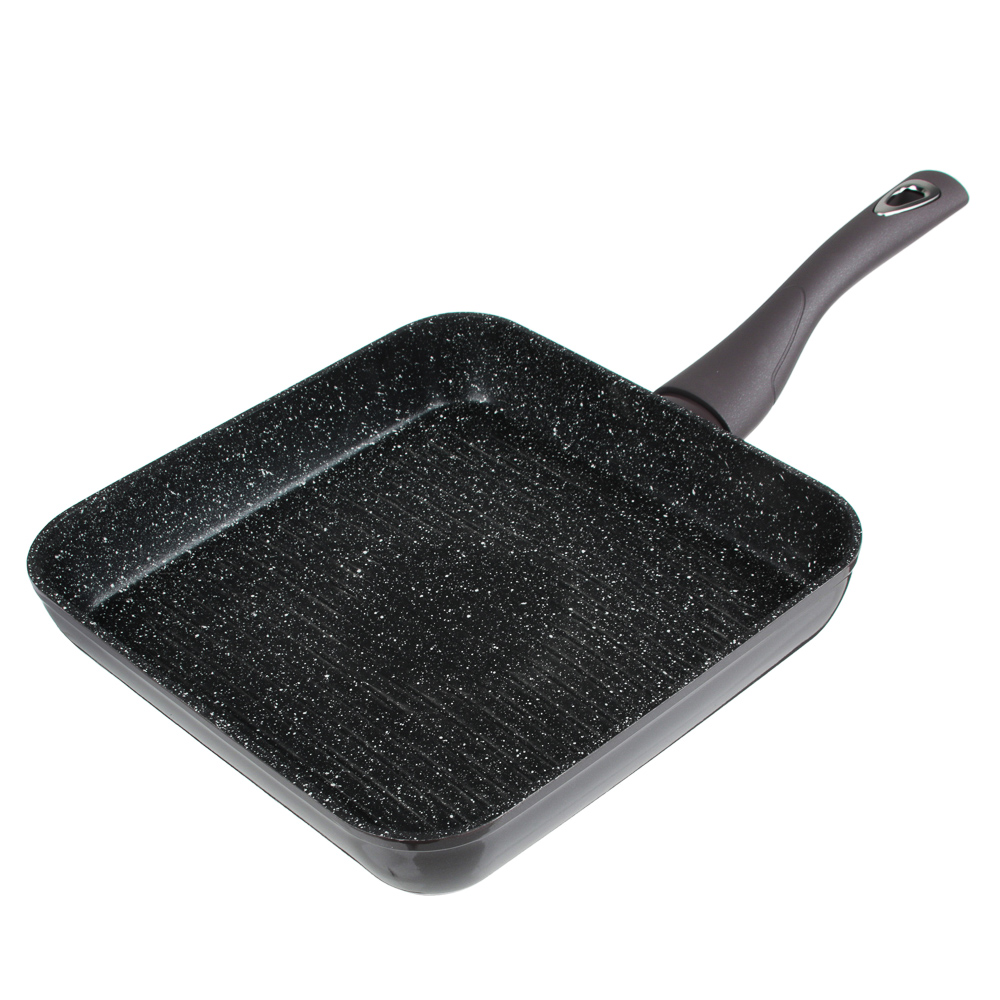 SATOSHI Валькур Сковорода-гриль литая 26х26см, антипригарное покрытие мрамор, индукция - #1