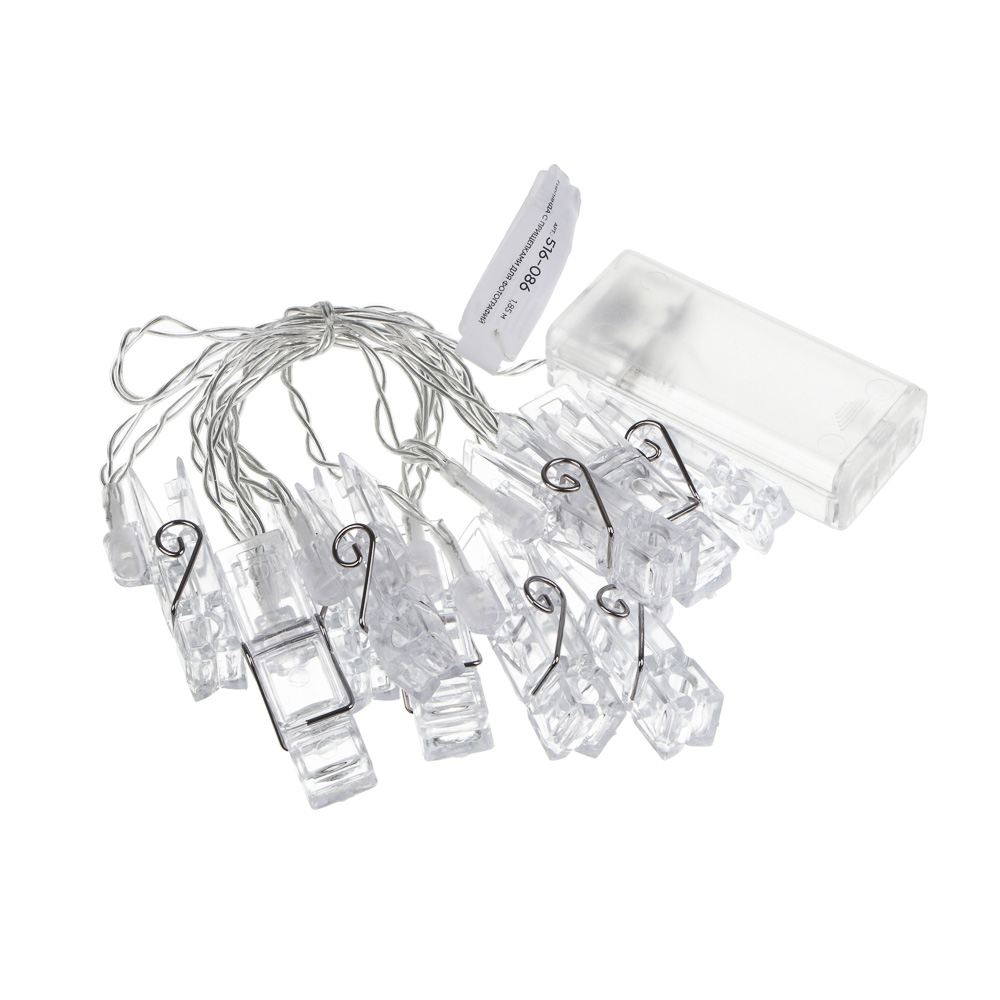 Гирлянда с прищепками для фотографий, 1,85 м, 2xAA - #1