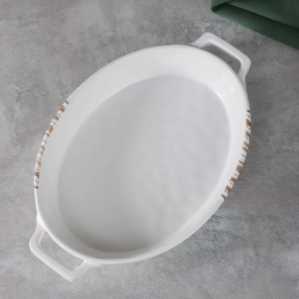 MILLIMI Форма для запекания и сервировки овал.с ручками, керамика, 31х20,5х5см, 1,1л, белая - #12