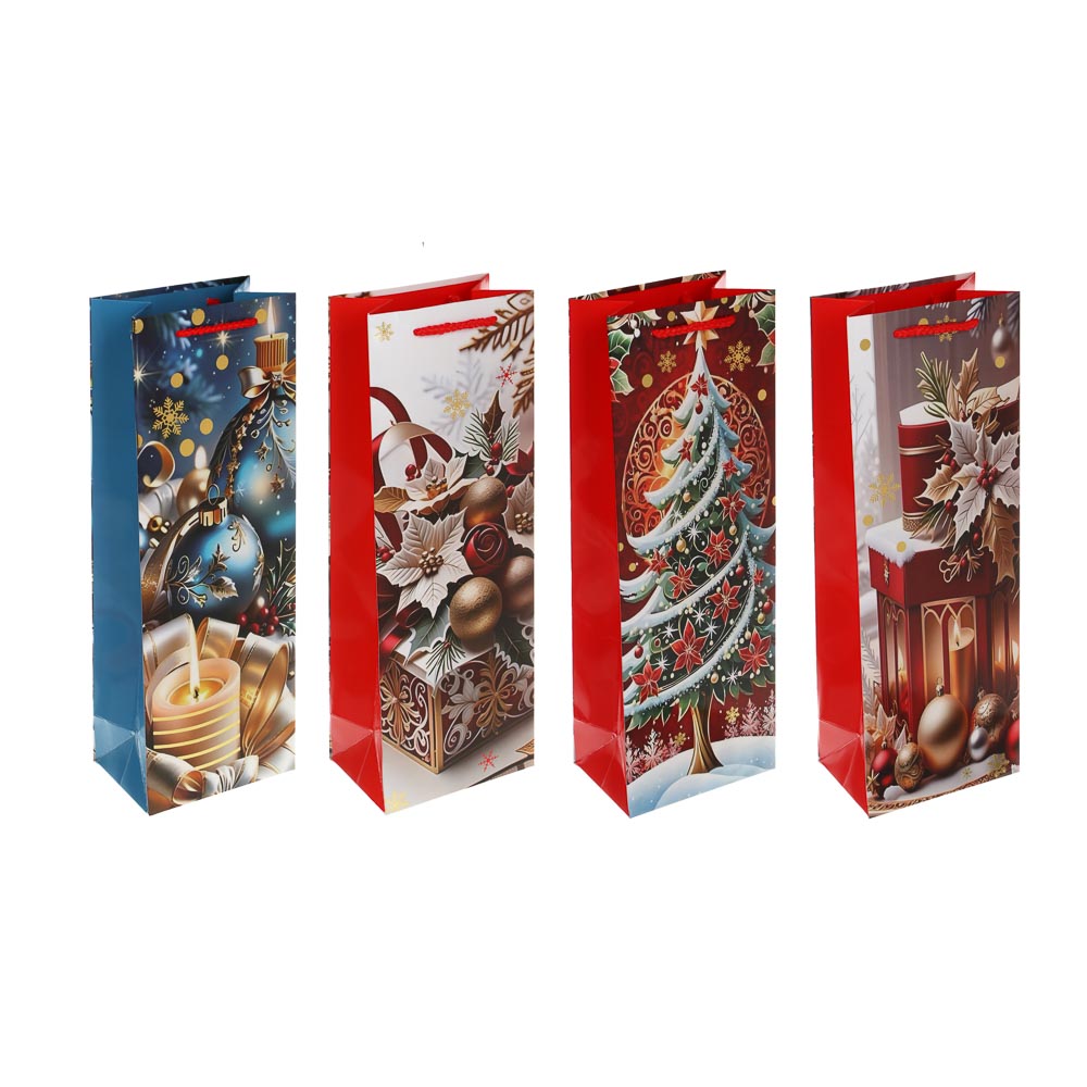 Пакет тм СНОУ БУМ подарочный, 12,5x36x8,5см, тиснение, бумага, 4 дизайна - #1