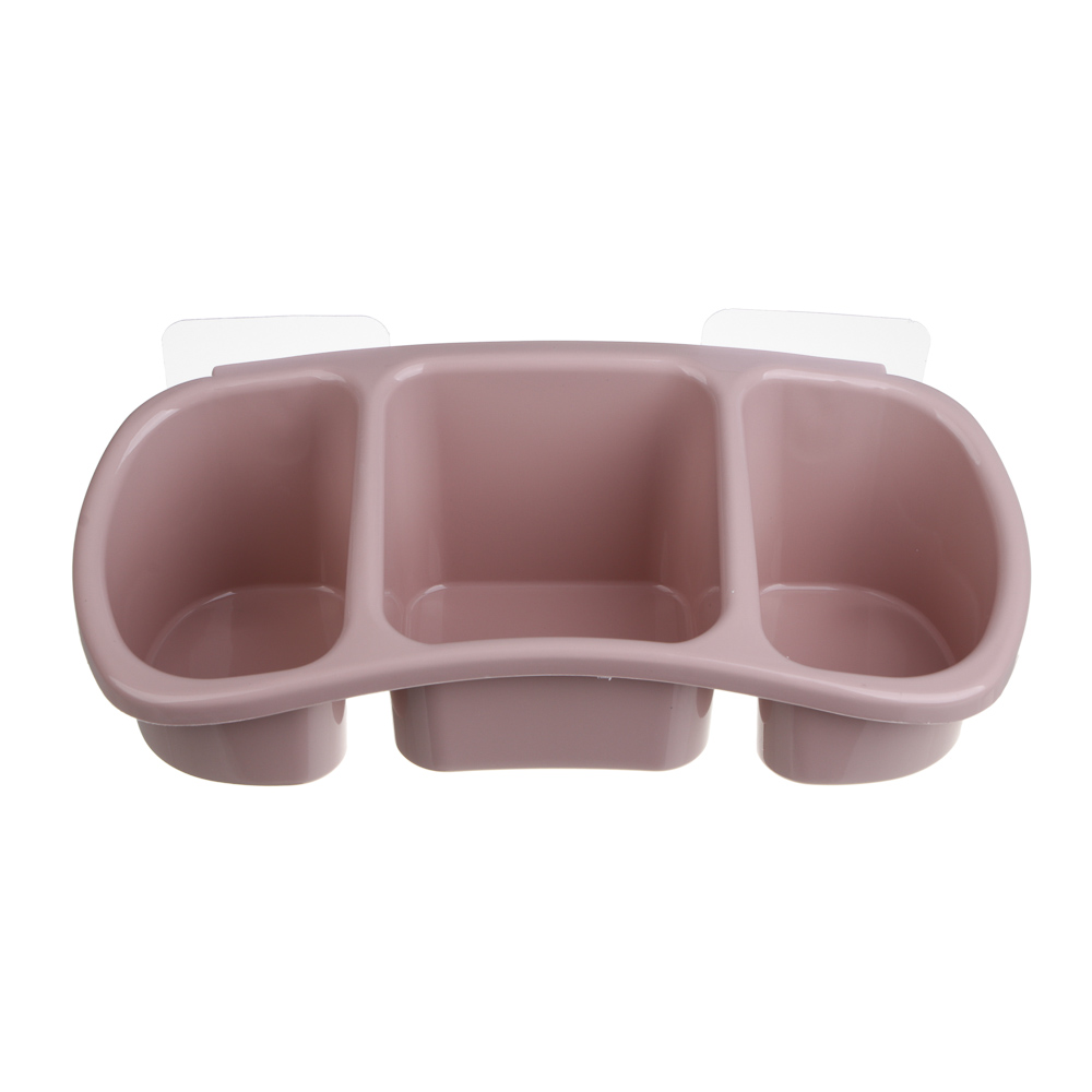 VETTA Classic Полка настенная, три отделения, пластик, 28x12,5x8,5 см, пудровый - #3