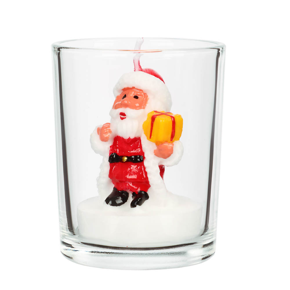 Свеча новогодняя в стеклянном стакане, 5x6 см, парафин, стекло, 4 вида - #3