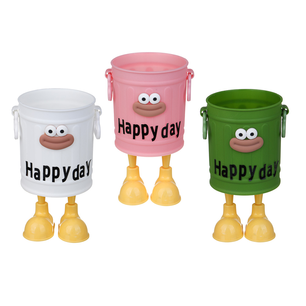 Подставка для ручек и карандашей с ножками, глазами и наклейками, 15x9см, пластик, 3 дизайна - #1