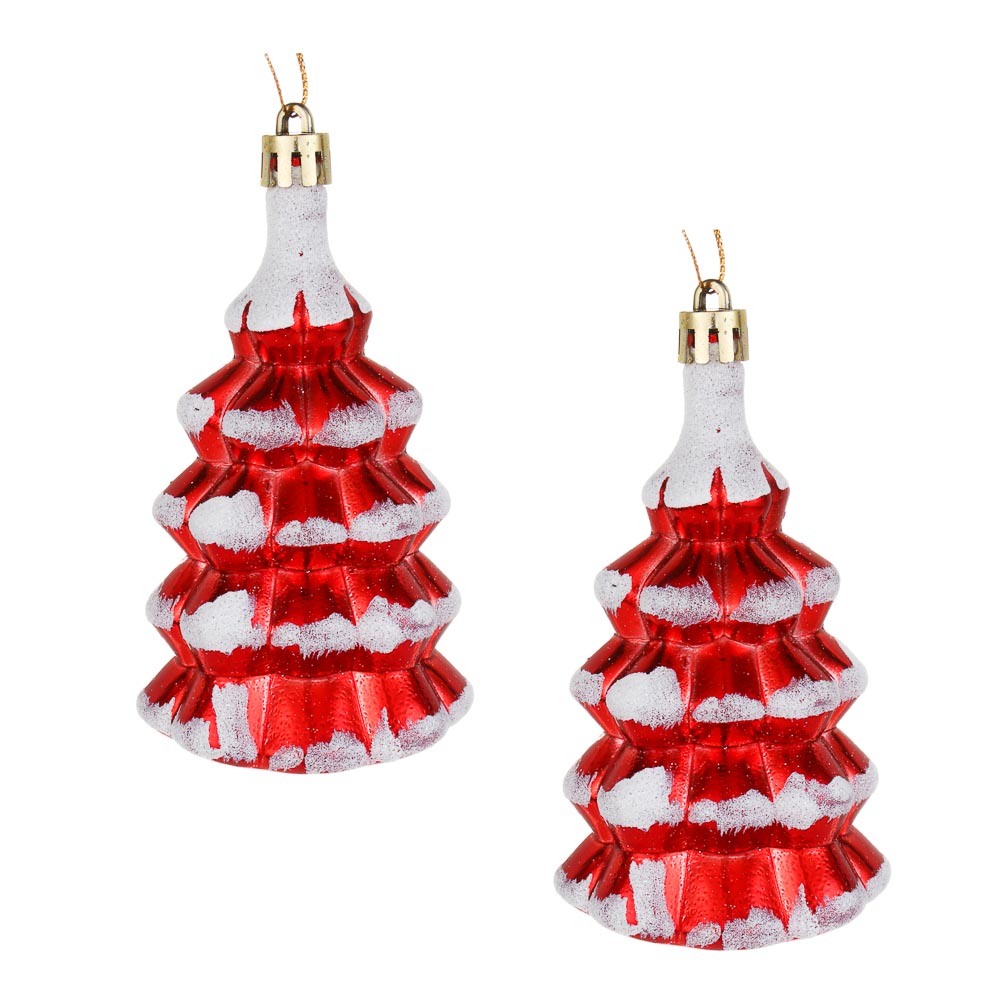 СНОУ БУМ Набор декоративных украшений "Елочки" 2шт, 6х5х11см, пластик, 2 дизайна - #2