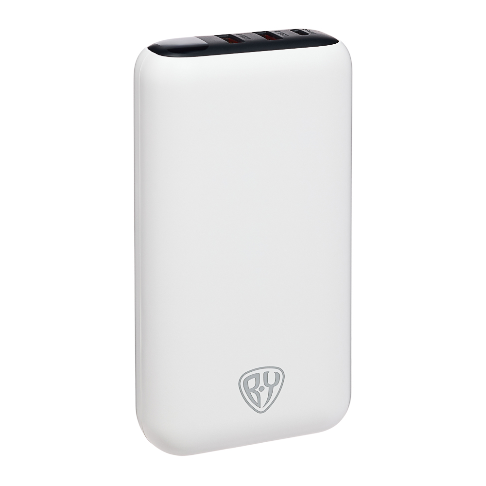 BY Аккумулятор мобильный, 20000 мАч, 2xUSB-A, 1xUSB-C, 20W, 3A, цифровой индикатор, пластик, белый - #1