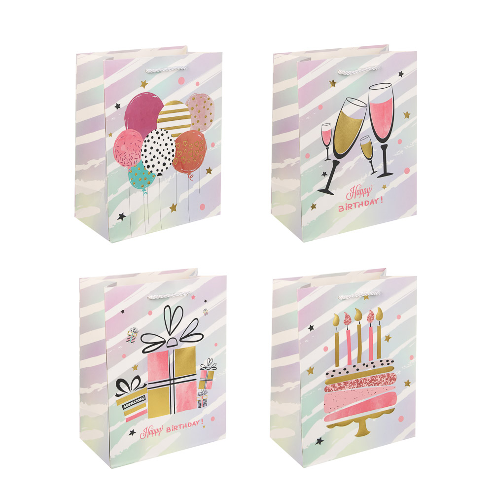 Пакет подарочный тм Fntastic M 18x23x10см, бумага, 4 дизайна, арт.5 - #1