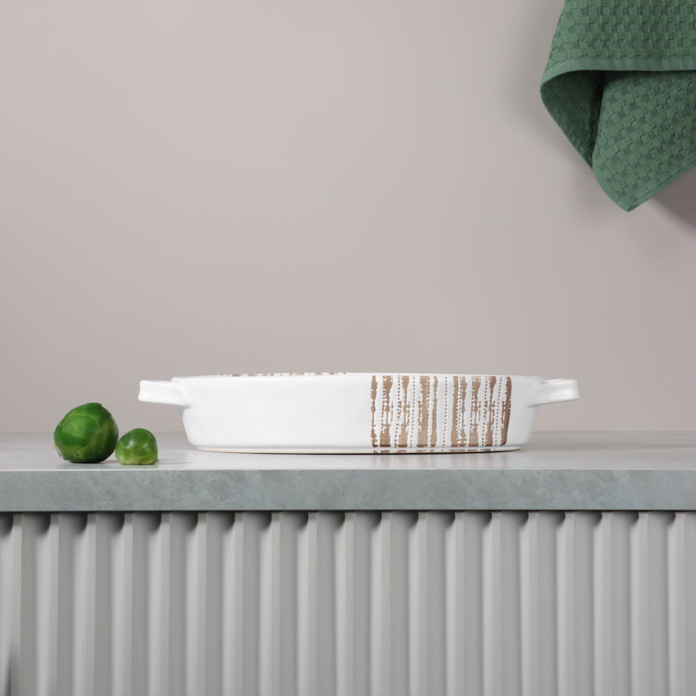 MILLIMI Форма для запекания и сервировки овал.с ручками, керамика, 31х20,5х5см, 1,1л, белая - #14