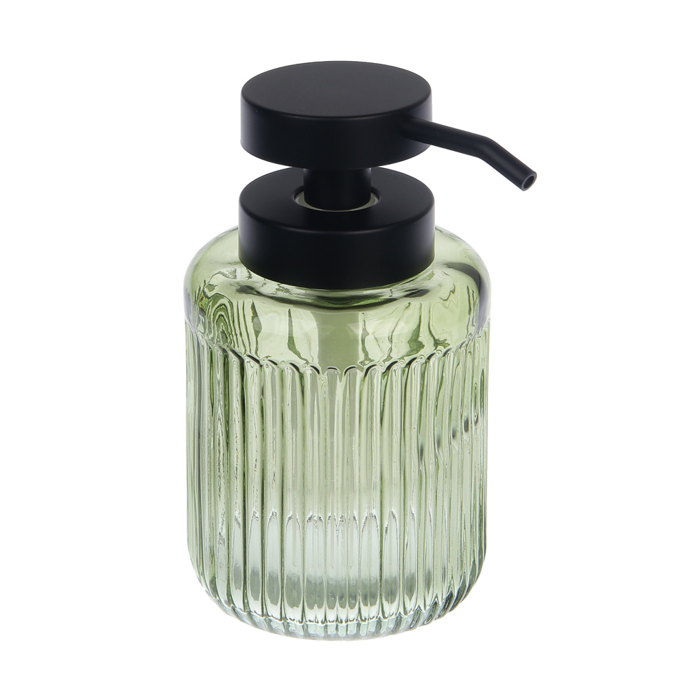 Диспенсер для жидкого мыла тм VETTA Ингрид, 320мл, стекло, зеленый, 8x8x14,5см - #1