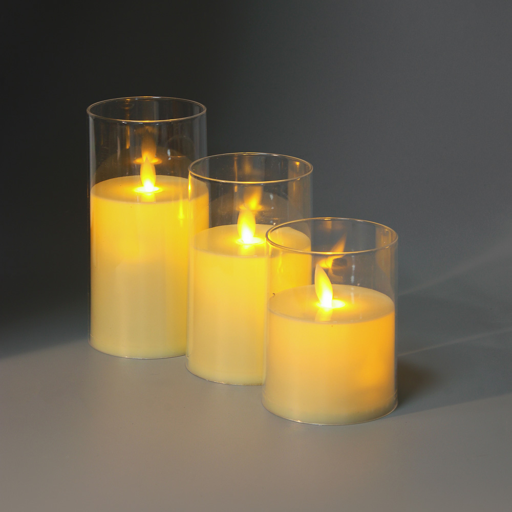 СНОУ БУМ Набор 3шт,светильник дек.LED в виде свечи, 7,8х10/12,5/15см,PP,PS,3хAАА,эффект движ.пламени - #6
