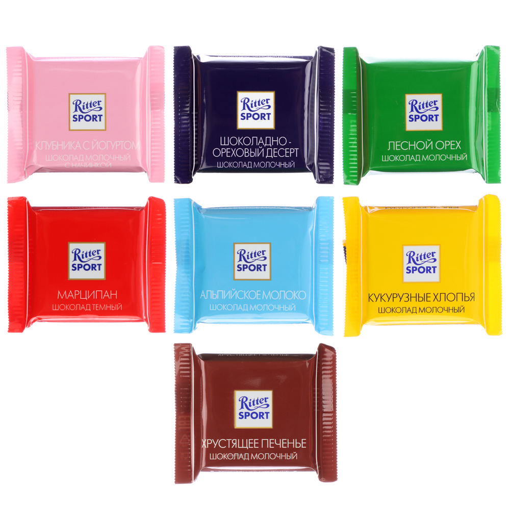 Шоколад Ritter Sport mini Яркая коллекция, 15г, 7 вкусов - #1