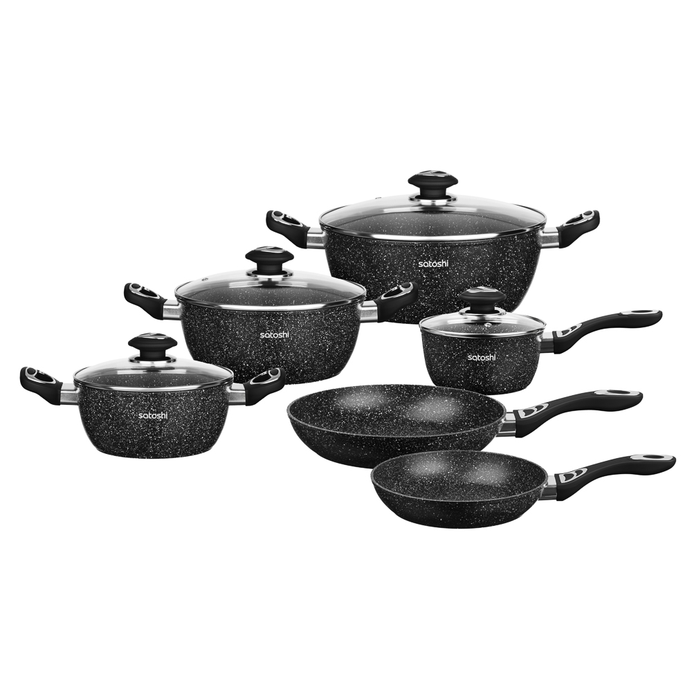 SATOSHI Танто Наб.пос.10пр, ковш+крышка 1,3л, кастр.+крышки 2,3;3,8;5,7л, сковороды 24,28см, индукц. - #1