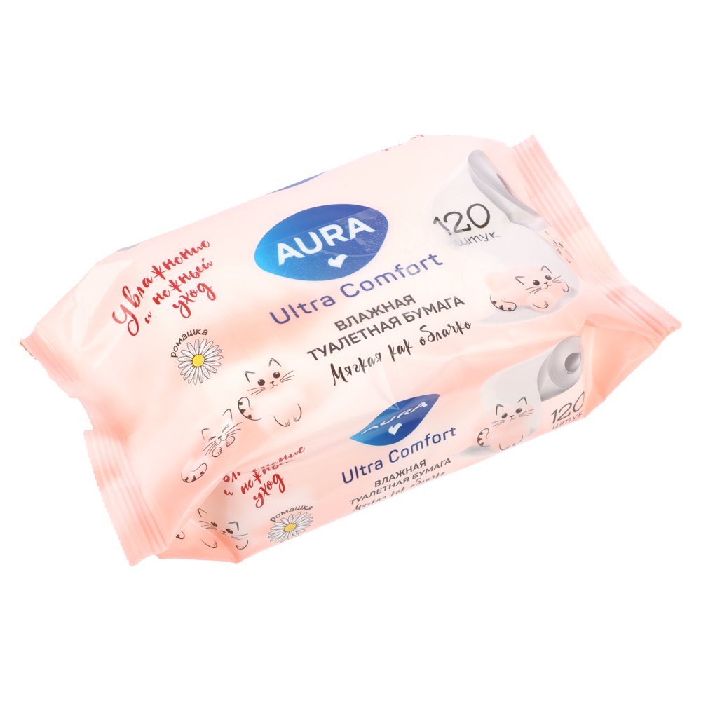 Туалетная бумага влажная AURA Ultra Comfort без крышки, 120шт - #2