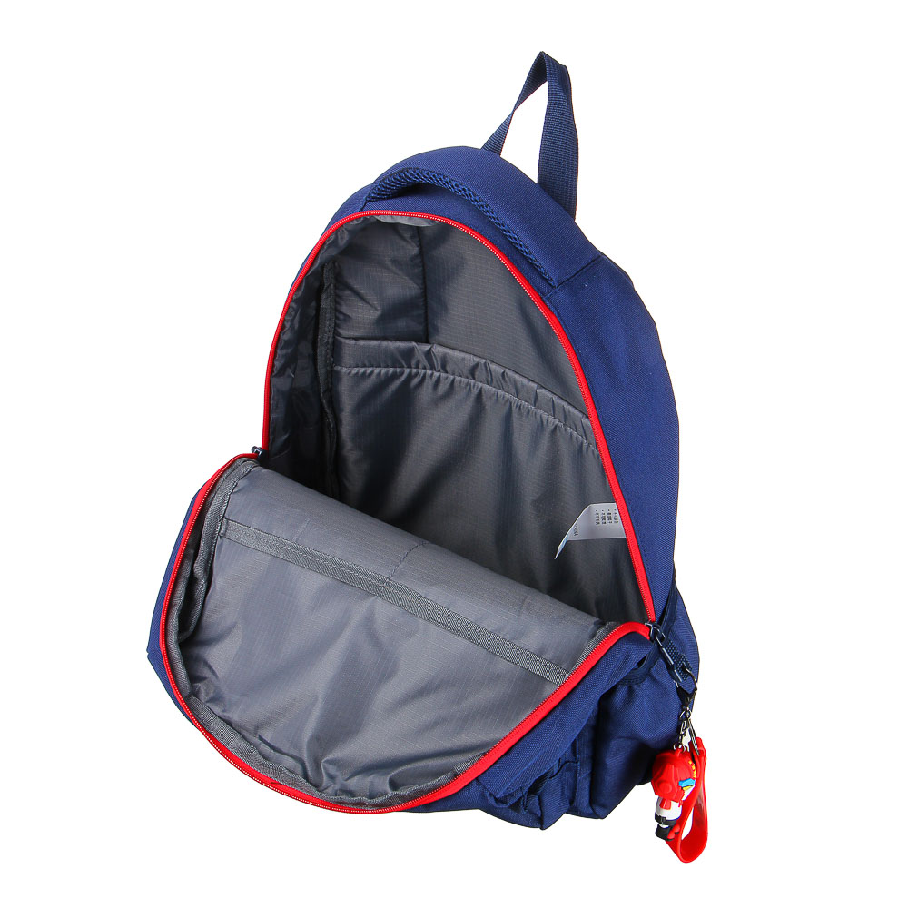 Рюкзак подростковый 40x30x14,5см, 1 отд., 4 карм., аппликации в форме лица, ножки, ПЭ, синий/красный - #5