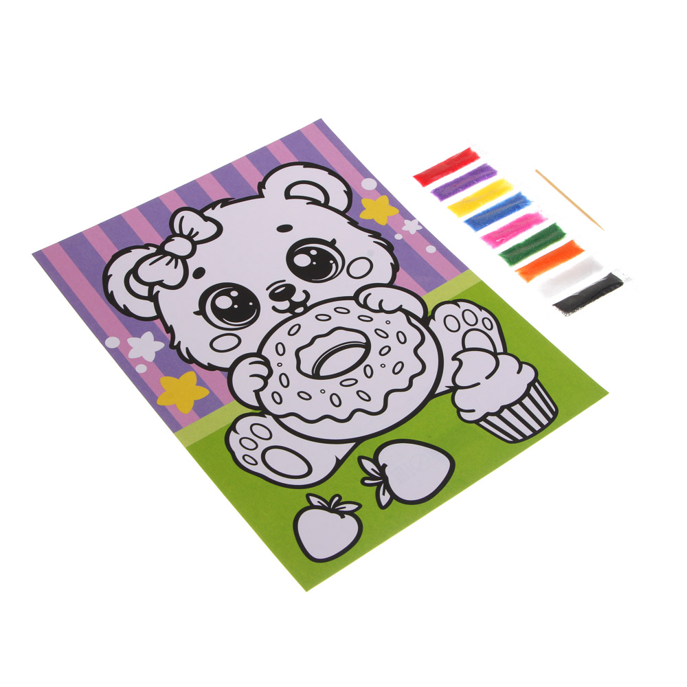 Фреска из песка с цветным фоном "Микс", бумага, песок 8-10цв., 21х27см - #3