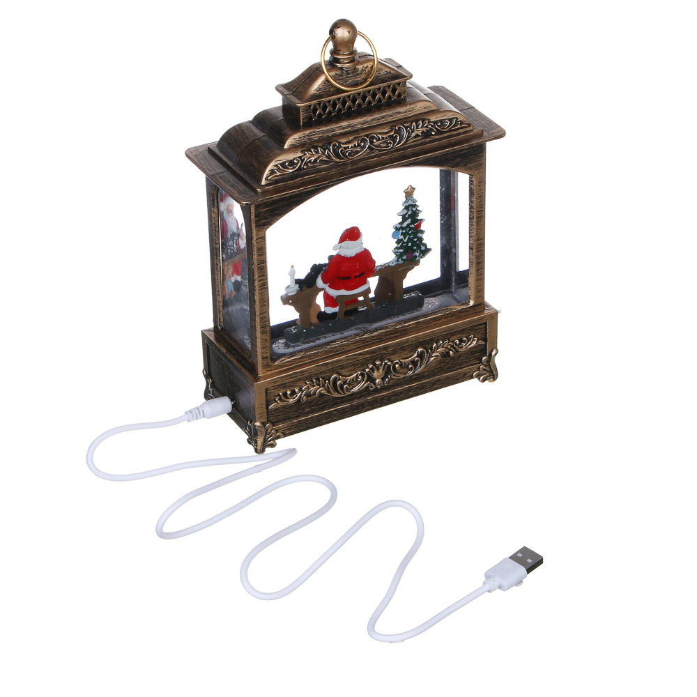 СНОУ БУМ Светильник декор.LED в виде фонаря со снегом, 14х6х21см,HIPS,PVC,вода,3хAAA/USB,2реж.,4диз. - #6