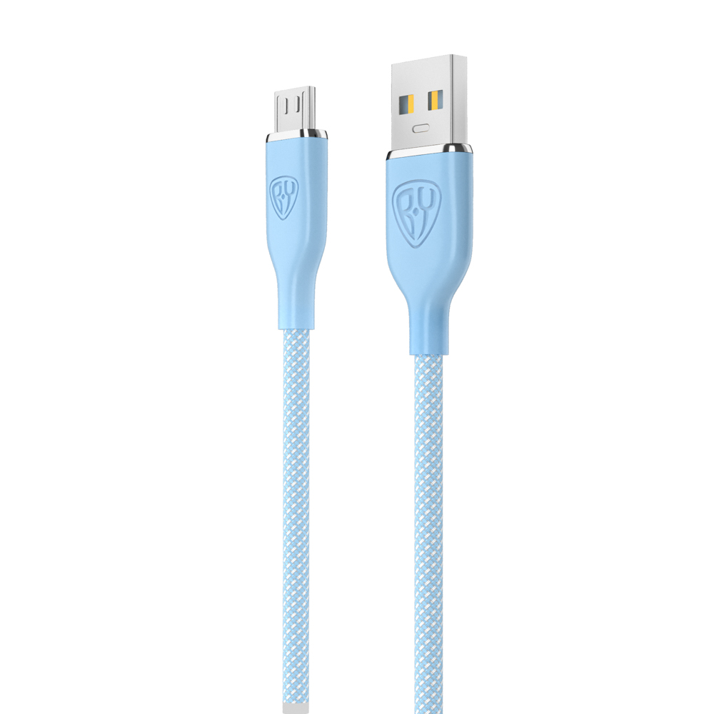 BY Кабель для зарядки Elite Micro USB, 3А, 1м, Быстрая зарядка QC3.0,  100см, голубой купить с выгодой в Галамарт