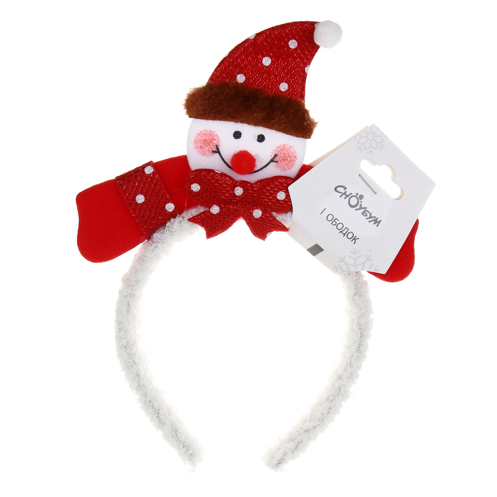 СНОУ БУМ Ободок с новогодними персонажами, диаметр 10,5см, полиэстер, пластик, 4 дизайна - #6