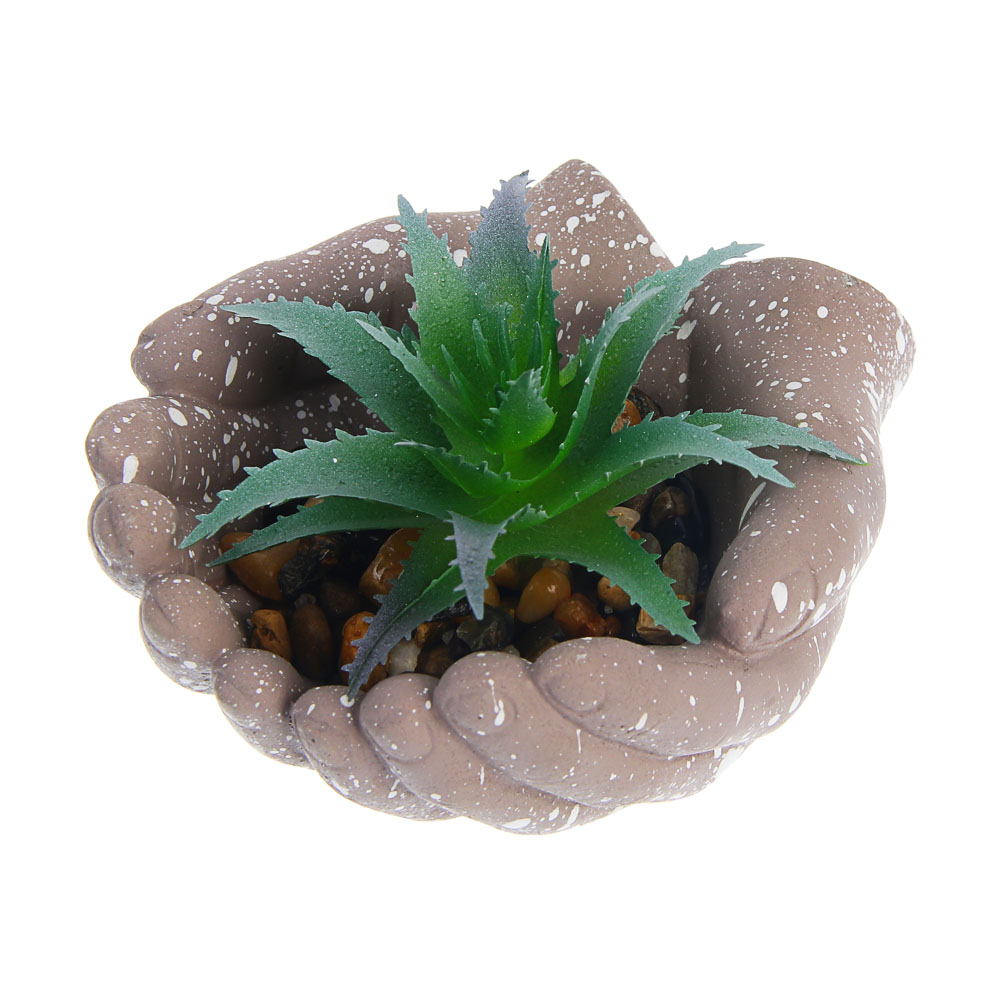 Суккулент искусственный в кашпо тм LADECOR 10x8x10 см, ПВХ, бетон, 2 вида - #4