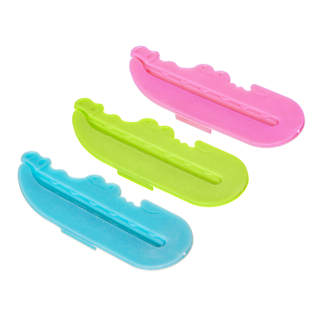 Выдавливатель для зубной пасты 3шт, пластик, 8,5х3см, 3 цвета, "Крокодильчики" - #1