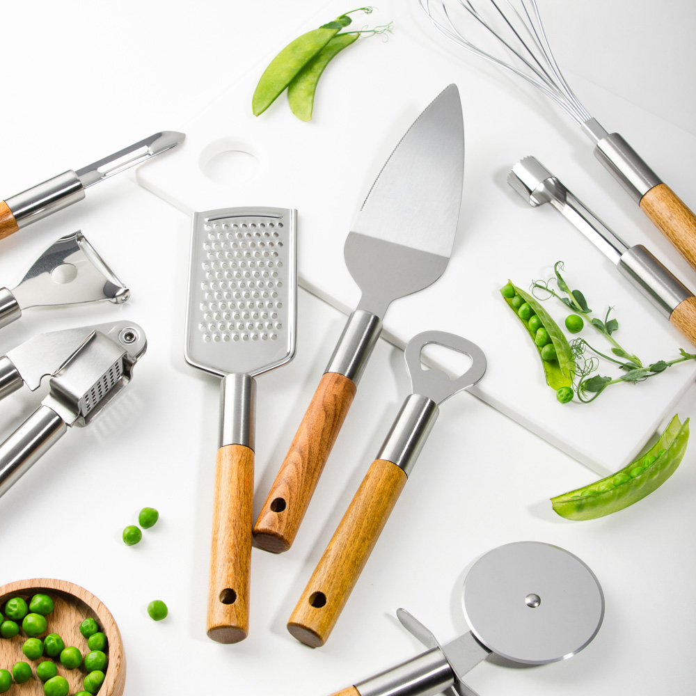 SATOSHI ЭКО Нож для пиццы, 21.5х6.5см, нерж. сталь, бук - #7