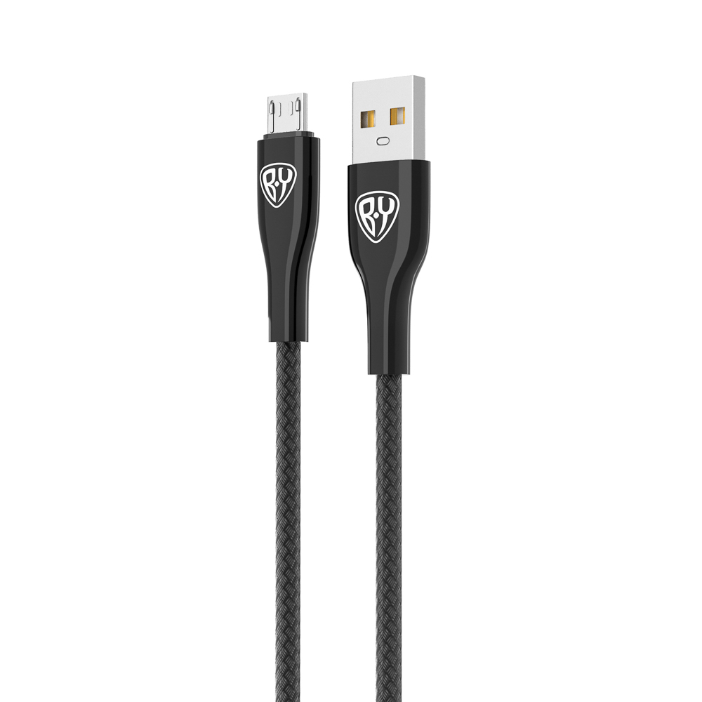 BY Кабель для зарядки Smart Micro USB, 1м, 3A, Быстрая зарядка QC 3.0, тканевая оплетка, черный - #3