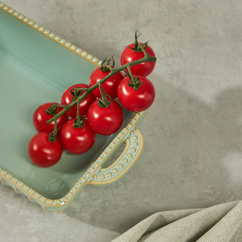 BY COLLECTION Форма для запекания и сервировки прямоугол.с ручками, керамика, 26,5х15х5,5см, зел. - #15