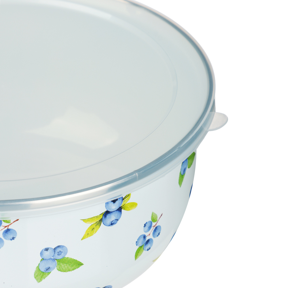 Набор эмалированных салатников с крышками, 6пр. (14/16/18см, 0,7/1,1/1,4л) "Голубика" - #4