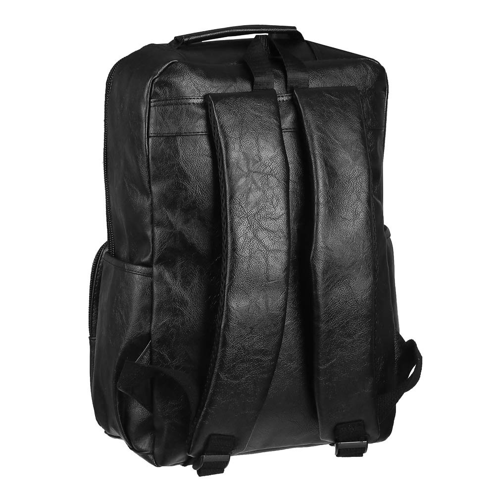 Рюкзак универсальный 40x28x13см, 1 отделение, 4 кармана, искусственная кожа, черный - #3