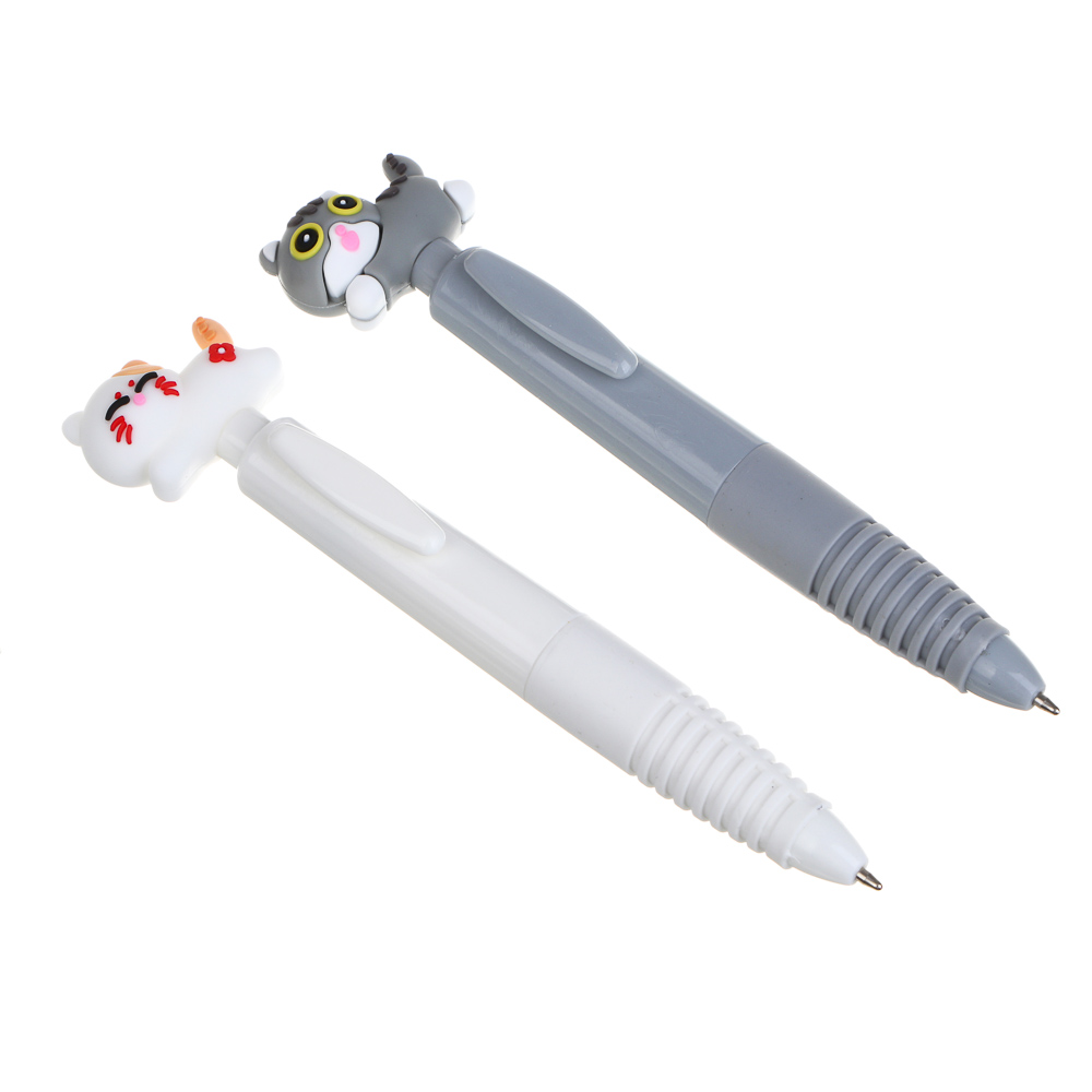 Ручка шариковая автоматическая синяя, "Жми на хвостик котика", 2 дизайна - #1