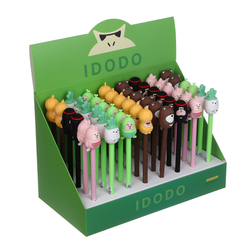 Ручка гелевая синяя "Веселая компания", 6 дизайнов, шоу-бокс - #8