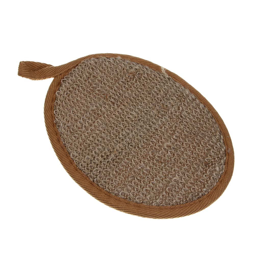 ЮL Мочалка спонж банная овальная на резинке с подвесом,рами,хлопок,поролон,17х13см,3 цв.,МЭ24-03 - #3