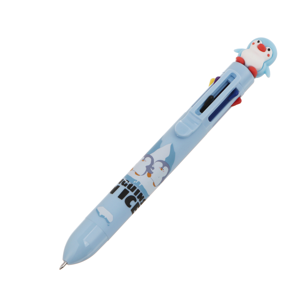 Ручка шариковая автоматическая 8-цветная 0,7мм, с фигуркой в форме пингвина, 3 вида, шоу-бокс - #2