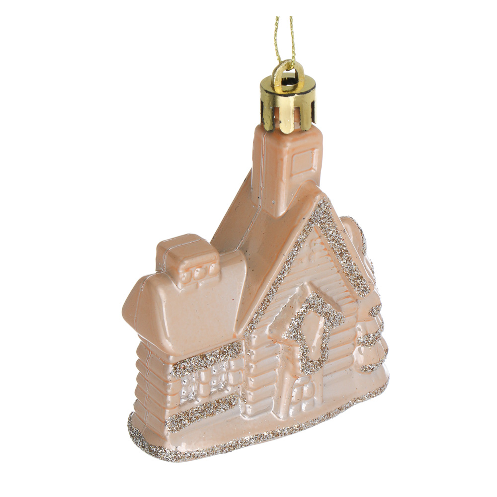 СНОУ БУМ Подвеска декоративная "Домик", 6.5х8х2.5 см, 1 шт, пластик, глиттер, 3 дизайна - #3
