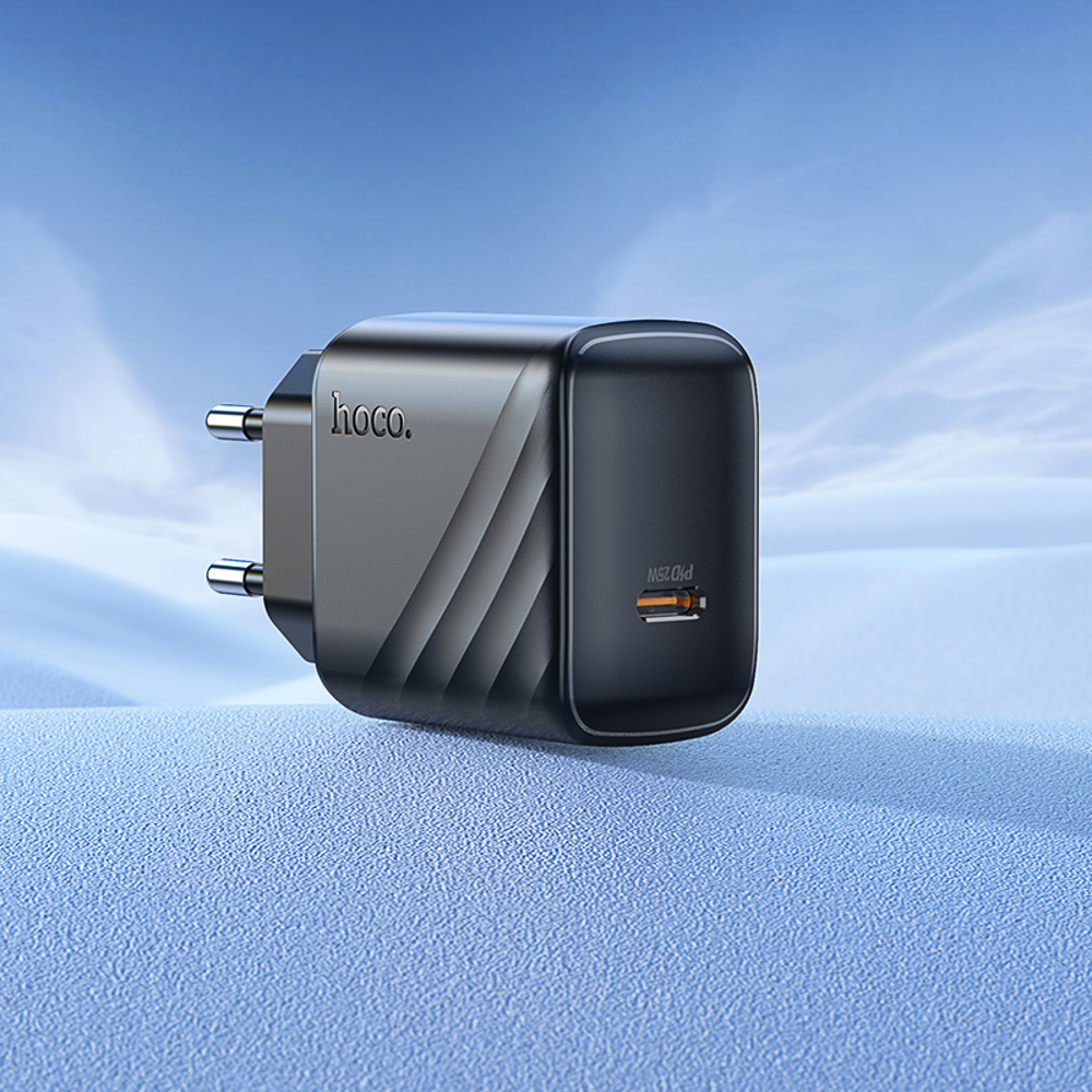hoco. Зарядное устройство модель CS24A, USB-С 25W + Кабель для зарядки С-C, цвет: черный - #9