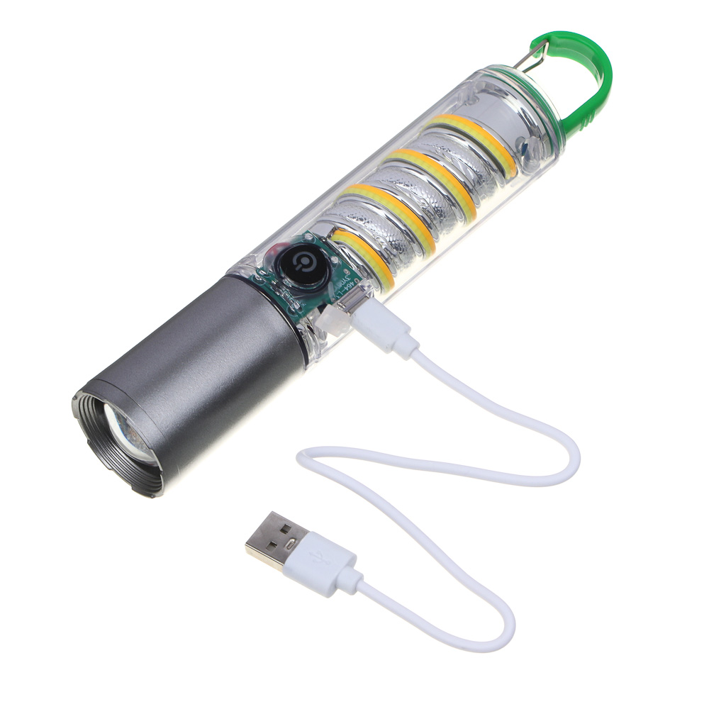 ЕРМАК Фонарь LED СОВ, 7 режимов, 1200 мАч, 175х34 мм, карабин, фокусировка, рассеиватель - #10