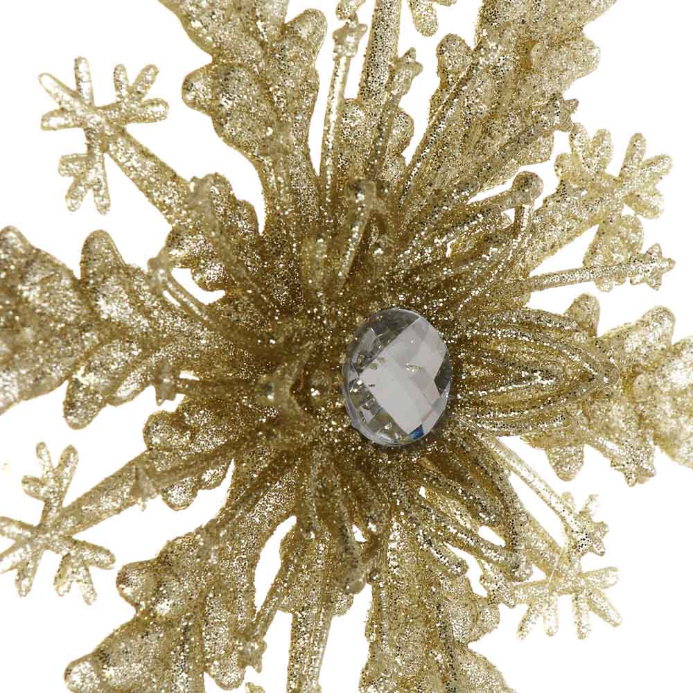 СНОУ БУМ Наконечник на елку "Снежинка", 22x13 см, глиттер, золото, пластик, металл - #3