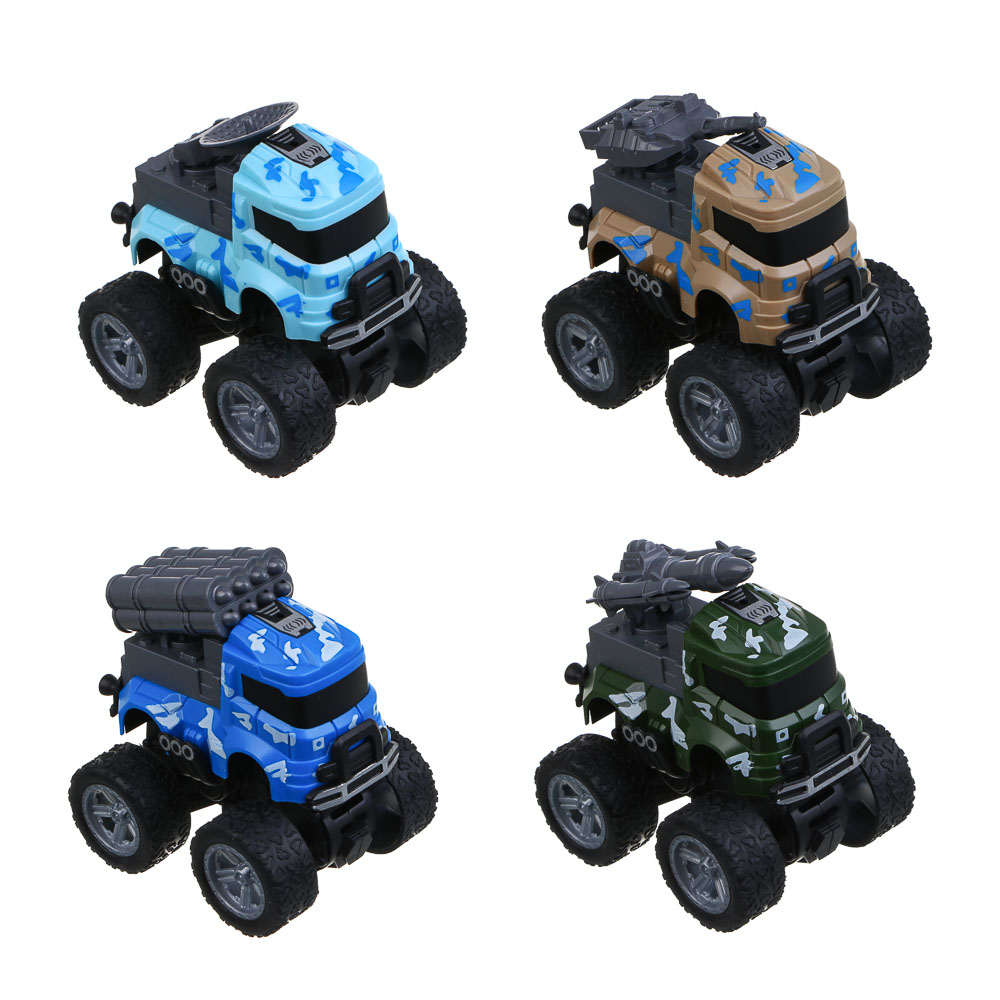 ИГРОЛЕНД Машинка военная "Внедорожник", милитари, инерция, резиновые колеса,PP, 8,5х9х6,5см, 4 диз - #3