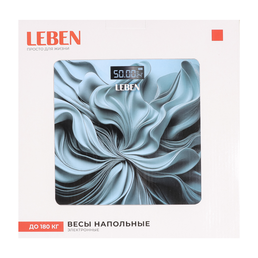 LEBEN Весы напольные электронные "Blue", ЖК-дисплей, макс. нагр.до 180кг, 28х28см - #8