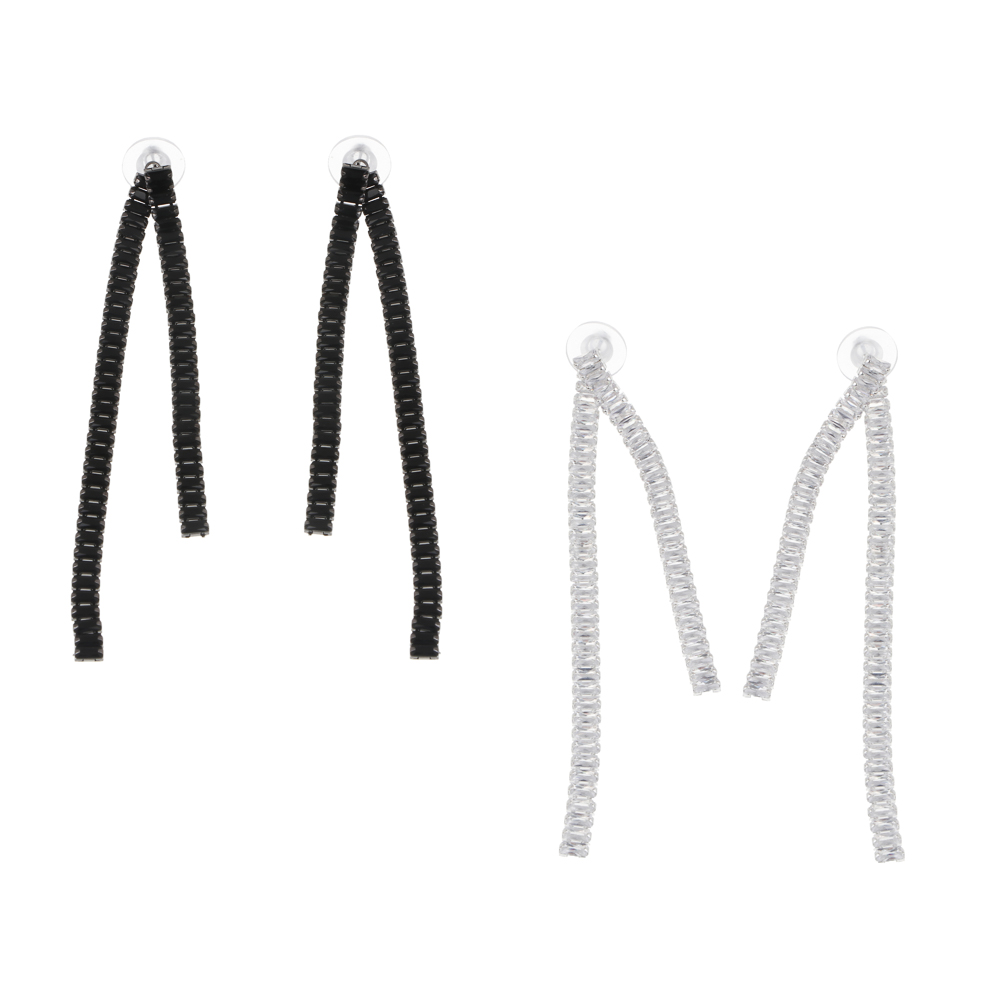 Серьги, медь, цирконий, 2 дизайна, БЖ25-2 - #1