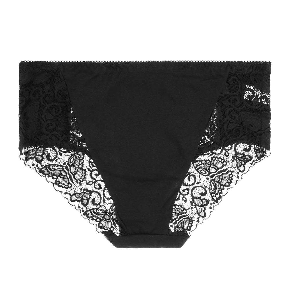 GALANTE Трусы женские макси с кружевом, р.50, 95%хлопок, 5%спандекс, черный, НБ25-16 - #4