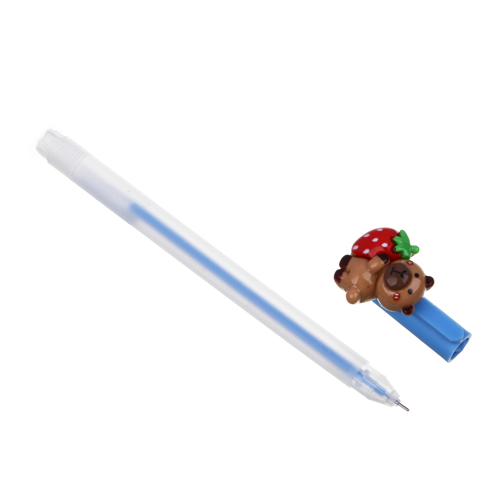 Ручка гелевая цветная, фигурка на клипе "Капибара", 4 цвета чернил, 4 дизайна - #3