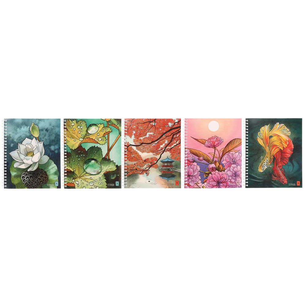 Тетрадь общая на спирали 80л. в клетку, обл.мел. картон, БЕЛЫЕ ЛИСТЫ, микс - #2