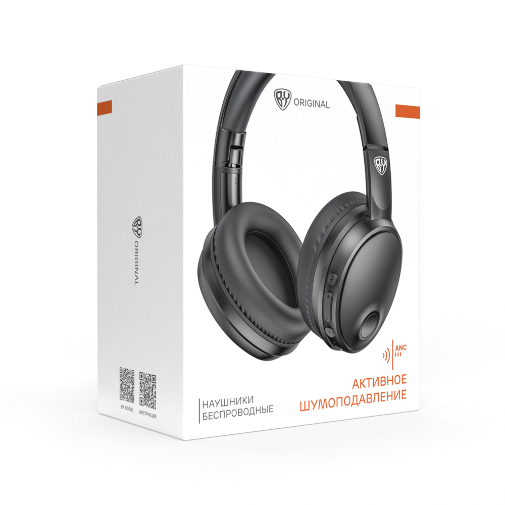 Наушники беспроводные полноразмерные BY SilentTune, шумоподавление ANC, экокожа, 300мАч, чёрный - #2