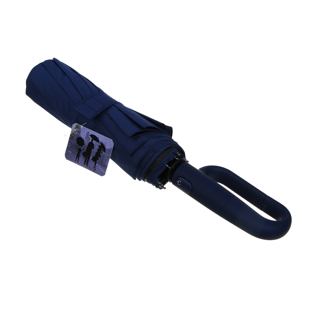 Зонт автомат, усиленный, ручка-карабин, стекловолокно, металл, пластик, ПЭ, винил, d103см, 10 спиц - #7