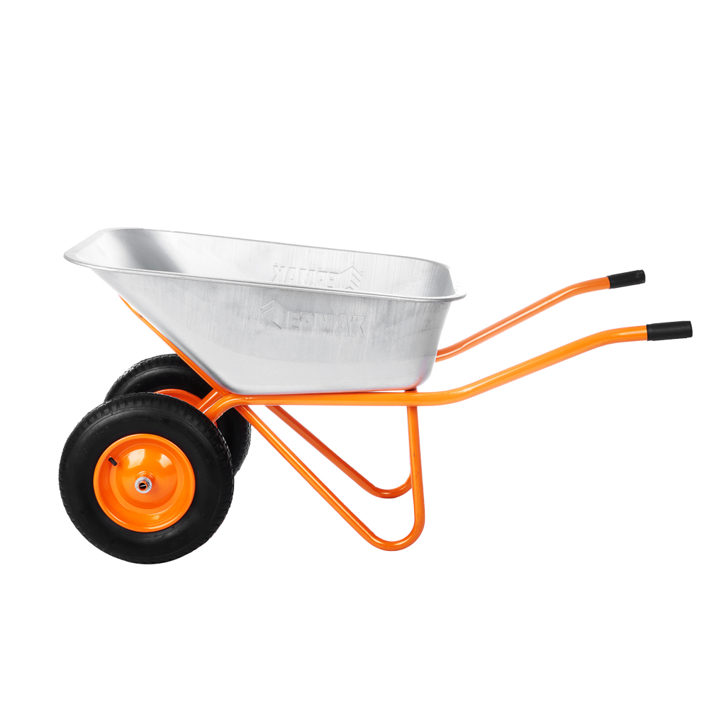 ЕРМАК Тачка строительная, двухколёсная, усиленная, грузоподъемность 320кг, сталь/оцинк 0,8 мм, 110л - #4